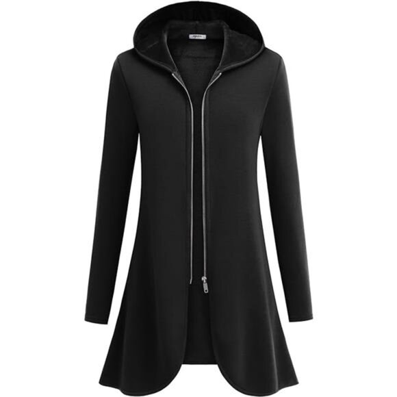 Women's Lightweight Zip-Up‎ Hoodie-Oversized Tunic Sweatshirt Cardigan w/ Pocket - Picture 7 of 7